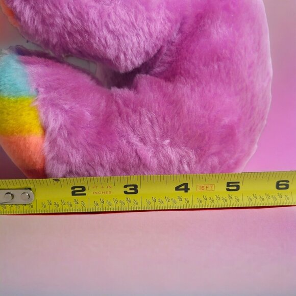 Stuffed Plush Rainbow Bunny Vintage Pink Smiling Rabbit By Animal‎ Toy 1984 Rare - Picture 13 of 14